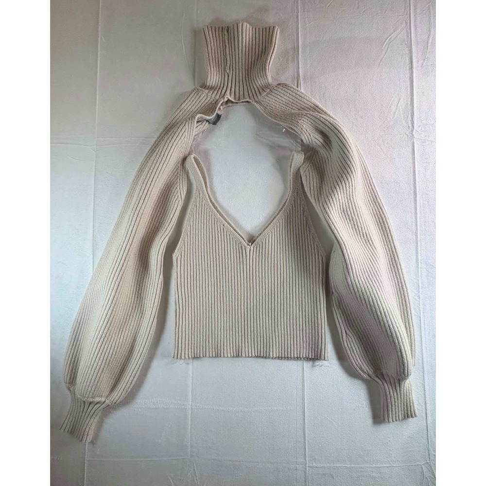 Sky & Sparrow Womens Beige Ribbed Knit 2 Piece Shrug and Cami Sweater Set Small